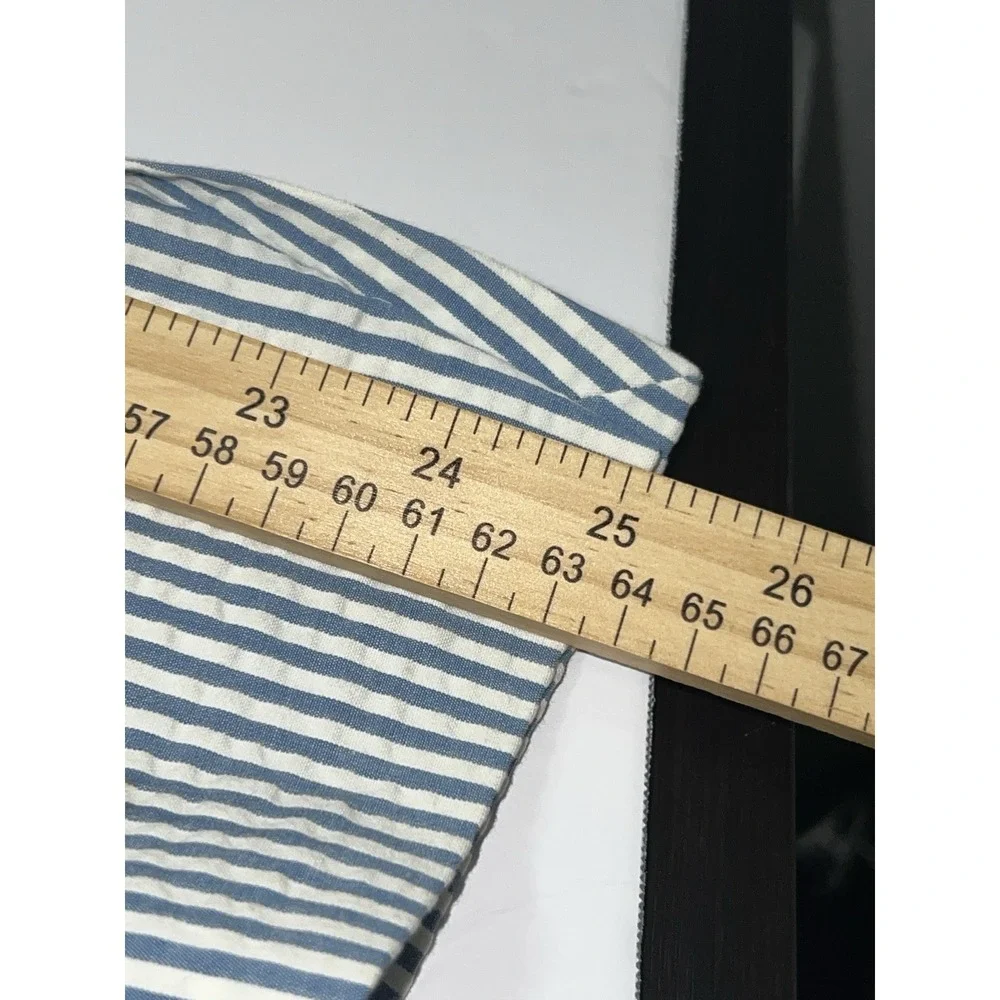 J. Crew Ludlow Unstructured Seersucker Blazer Mens 40R Blue White Strip Preppy